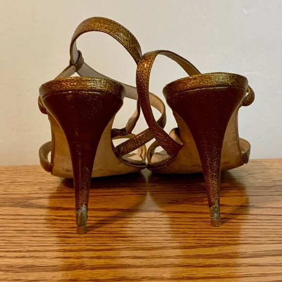 Manolo Blahnik Copper Gold 2000s y2k Strappy heels 36 Sandal Stiletto Carrie - Picture 15 of 16